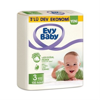 Evy Baby Ultra Fırsat 3 Beden 5-9 Kg 100 Adet